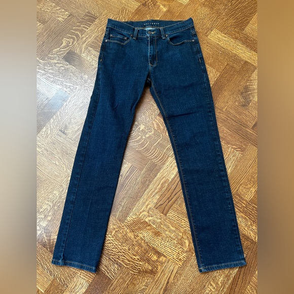 MOTT & BOW Slim Denim Blue Jeans Stretch Dark Wash Casual Staple Comfort 30 x 32 - Picture 1 of 6